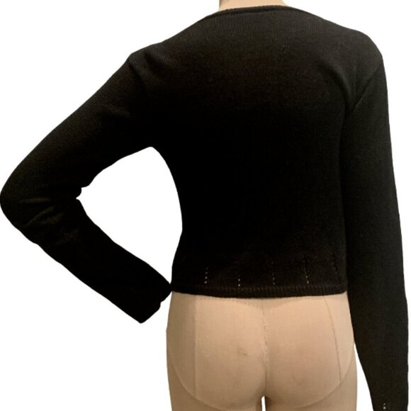 Vintage Black Beaded Embroidered Cardigan Sz S by Wrapper  #87B - Picture 5 of 13